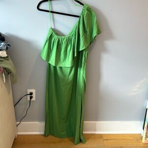 Tuckernuck Pomander Green One Shoulder Ruffle Dress